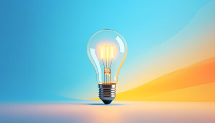 Glowing light bulb with abstract gradient background	
