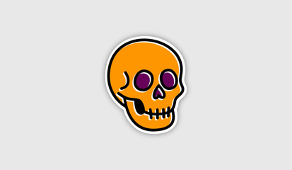 Halloween Skull with Fill Yellow Purple Style