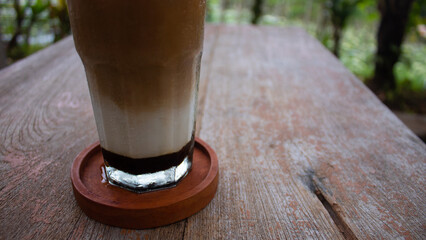 Iced Coffee with Palm Sugar Served in a Glass