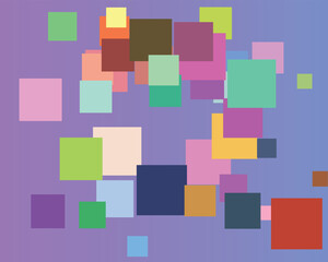 Colorful squares scattered on a purple gradient background