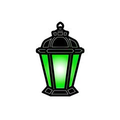 Green lantern with black trim isolated on transparent background, a classic design halloween clipart