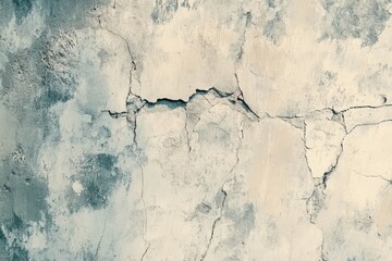 Obraz premium A textured surface of weathered concrete showing numerous deep cracks and muted color tones.