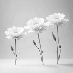 White flowers on a grey background