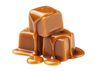 Mouthwatering caramel cubes with rich golden syrup oozing temptingly for sweet indulgence lovers