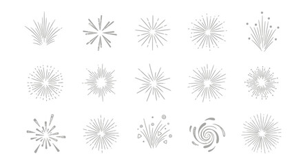 Obraz premium Collection of abstract bursting starbursts and spiral shapes, dynamic graphic elements