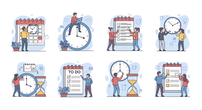 Time Management Illustrations Planning, Scheduling & Teamwork