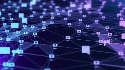 Futuristic virtual media networks background with global community sharing digital data and information. - Powered by Adobe