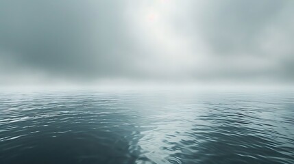 A serene scene of ocean waves under a cloudy sky with diffused sunlight breaking through the clouds on transparent background silhouette