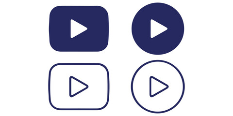 Set of video and audio play button collection. Play button symbol vector illustration.