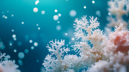 Fototapeta premium Sparkling Blue Winter Wonderland with Falling Snowflakes