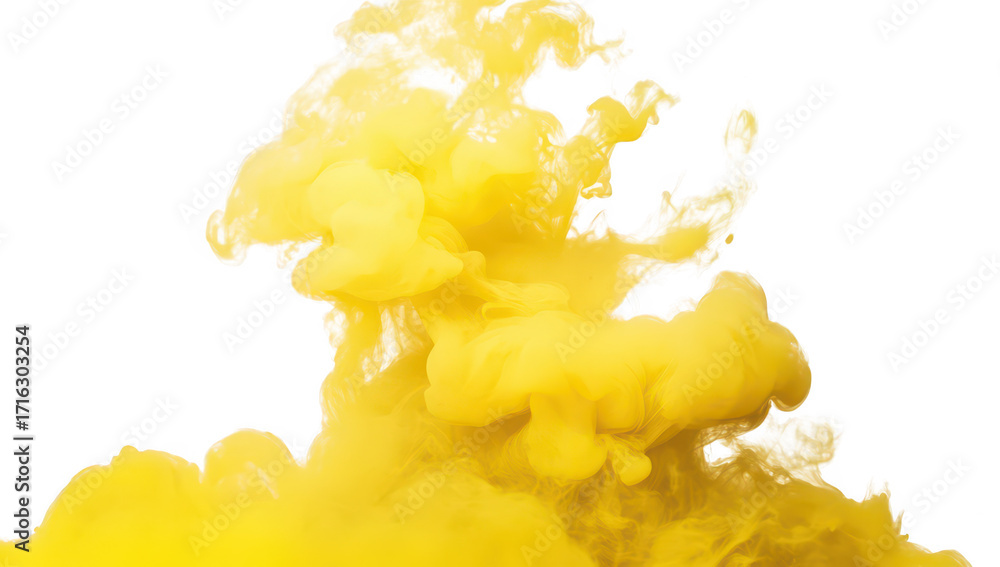 Aufkleber A explosion of yellow smoke billowing upward. creating an abstract and dynamic visual effect against a transparent background. ideal for creative projects or artistic expressions