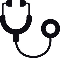 Stethoscope Icon, Black Silhouette Medical Tool, health icon Vector