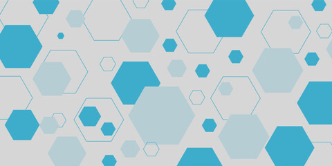 Abstract blue hexagon banner background.