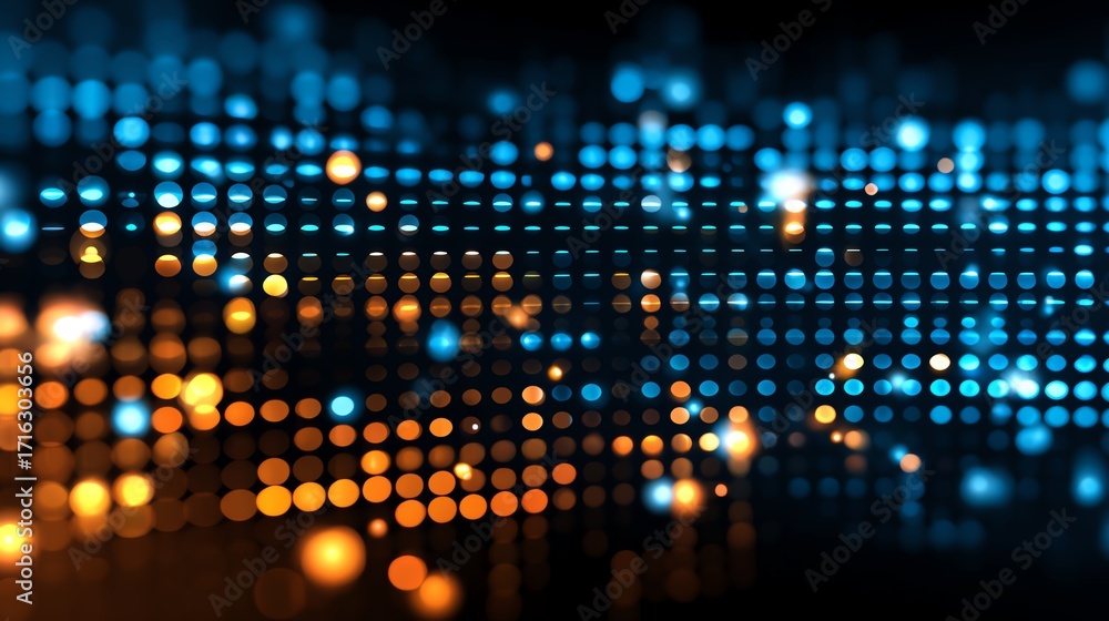 Poster a vibrant digital abstract background displaying a blend of blue and orange dots, creating a stunnin