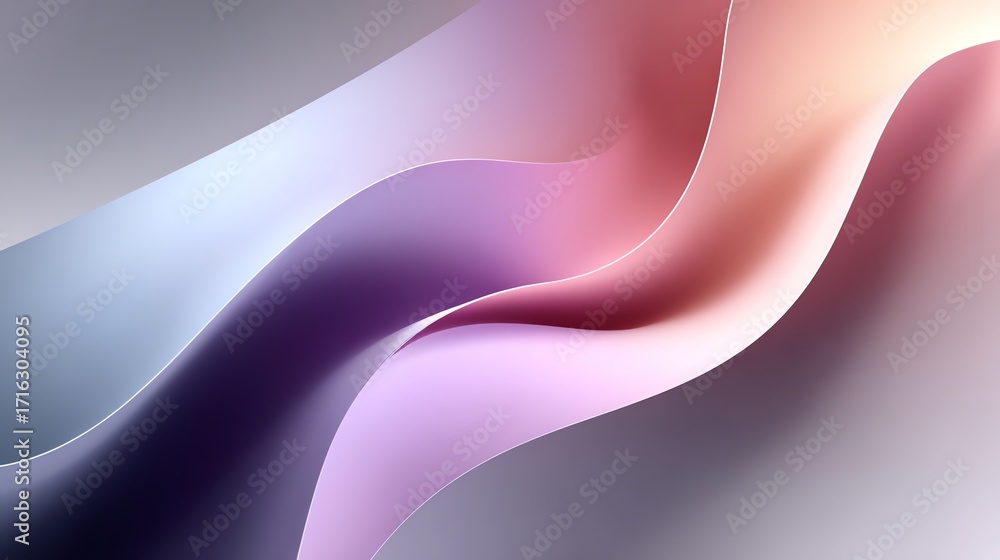 Poster this abstract digital artwork features smooth, flowing waves of soft pastel colors, creating a seren