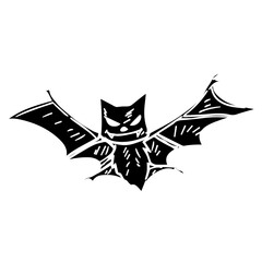 Grunge Scary Halloween Bat Silhouette Dark Wing Animal Illustration