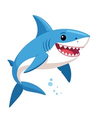 Fototapeta premium Cartoon shark smiling, playful pose
