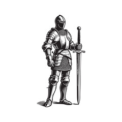 Obraz premium Detailed Black and White Engraving of Knight armor 
