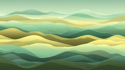 Obraz premium An abstract landscape featuring soft, flowing waves in various shades of green