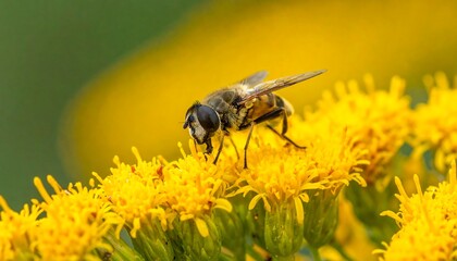 Close-up of hoverfly on yellow flower