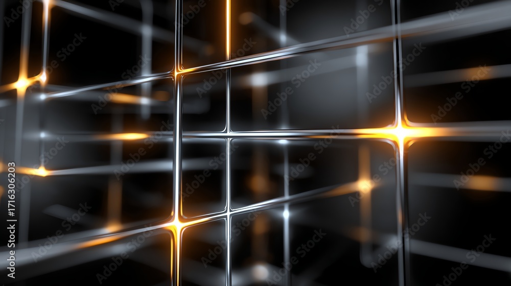 Poster this abstract image showcases a network of glowing lines and intersecting grids, creating a dynamic 