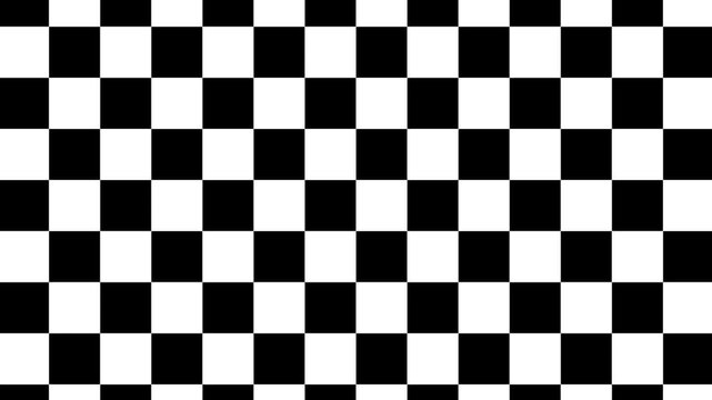 A loop animation chekerboard background,black and white color with motion blur