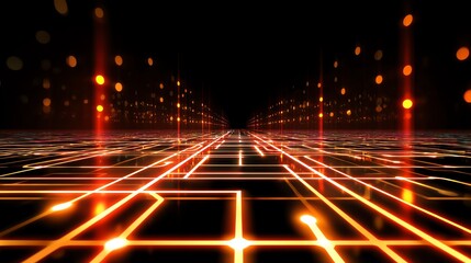 A captivating digital landscape filled with glowing lines and vibrant lights, representing a futuristic connection and the essence of advanced technology.