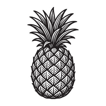 Pineapple  Vector Black and White Illustration