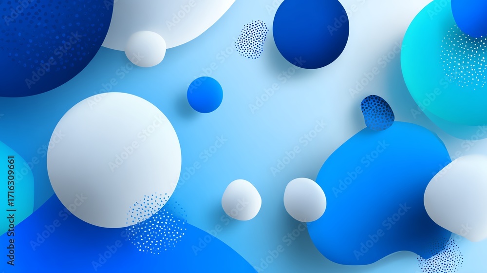 Poster a vibrant abstract background featuring various blue and white shapes, perfect for digital designs. 