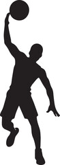 Silhouette of Basketball Player in Action Pose – Linear Style Vector