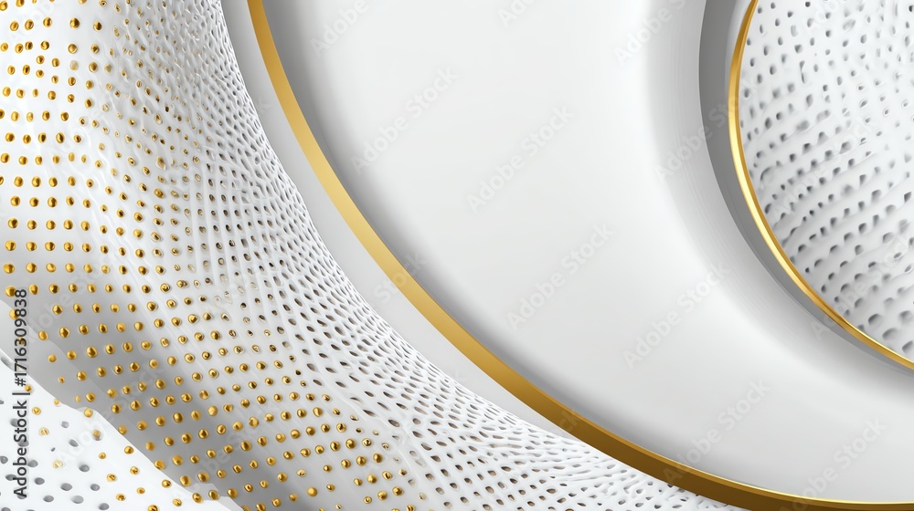 Poster this abstract design features smooth curves and a blend of white and gold elements, perfect for back