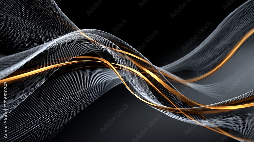 Poster an abstract image featuring dynamic waves of light and shadow