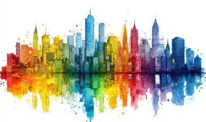 Obraz premium Colorful cityscape reflection