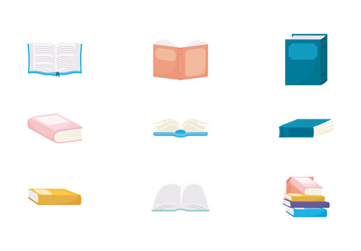 Blue And Gray Book Reading Study Knowledge Education Illustrations Set