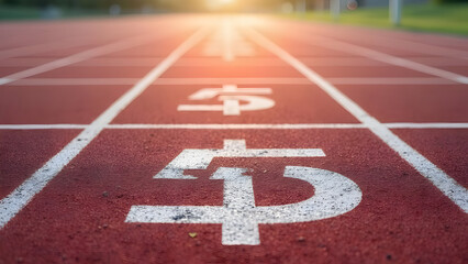 Track lane markings with white text area