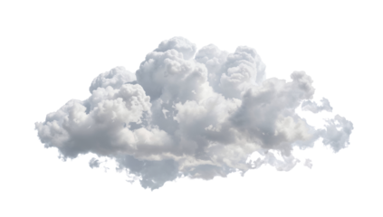 Fluffy cumulus cloud floating serenely against an isolated transparent backdrop