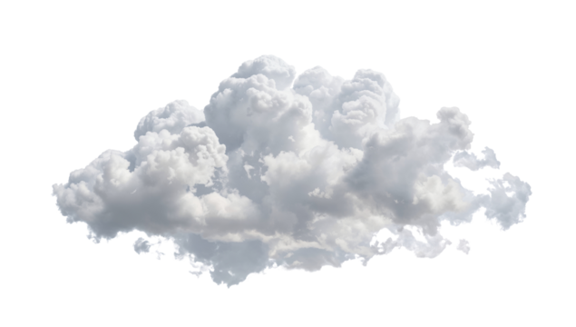 Fluffy cumulus cloud floating serenely against an isolated transparent backdrop