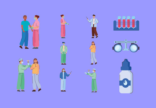 Colorful Medical Specialist Lab Equipment Illustration Set