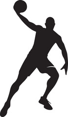Silhouette of Basketball Player in Action Pose – Linear Style Vector