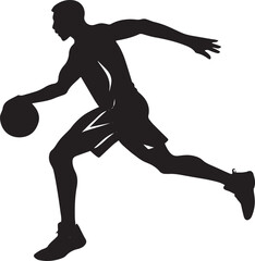 Silhouette of Basketball Player in Action Pose – Linear Style Vector