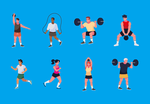 Colorful Education Persons Learning School Illustrations Set