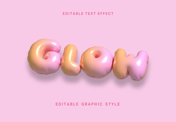 Gradient Party Confetti Balloon Text Effect Glossy Inflate Font