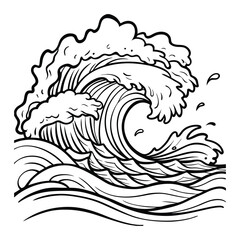 Riptide kids vector line art t shirt silhouette design, high-quality detailed artwork for adult coloring books, printable therapy activities, relaxation, and stress relief.