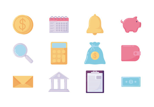 Yellow And Gray Tax Day Finance Illustrations Set