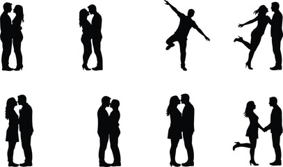 Silhouette, couple, romance, love, relationship, dancing, kiss, embrace, passion, intimacy, romantic, people, affection, pose, lifestyle, happiness, together, man, woman, partner,