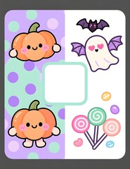 Cute Halloween Product Promo Template – Pastel Pumpkin and Bat Illustration