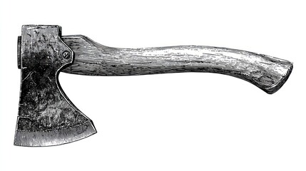 Detailed grayscale axe
