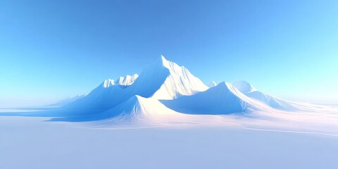 Snow-covered mountain peaks under a clear blue sky in a vast polar landscape