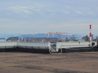 Panoramic view of the industrial area from the rooftop of the nearby building.