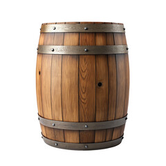Obraz premium Traditional wooden barrel isolated against black background for rustic storage or wine aging